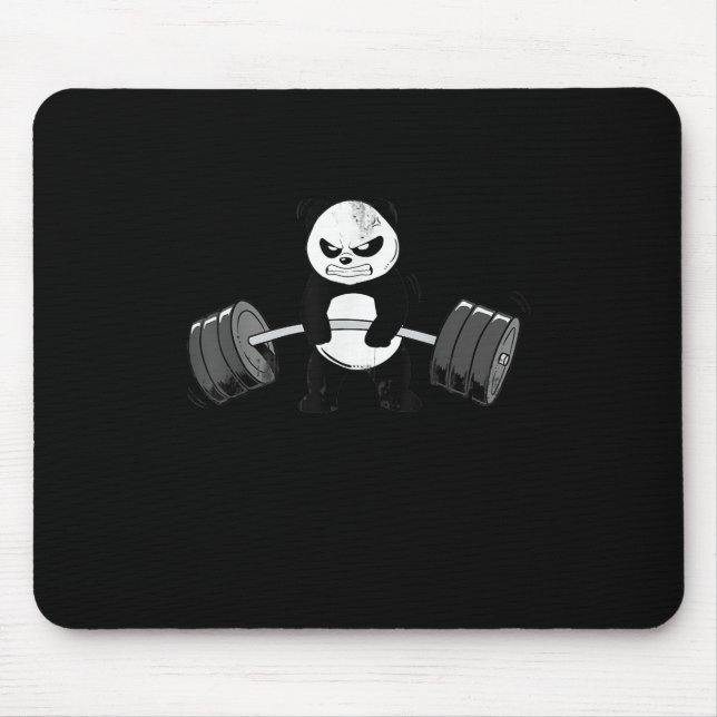 Tapis De Souris Drôle Panda Entraînement Kitten Gym Deadlift Puiss (Devant)