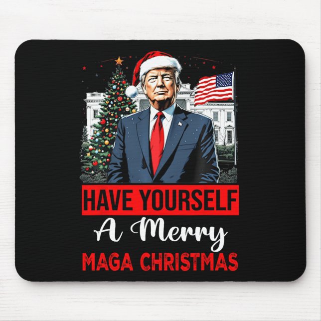Tapis De Souris Drôle Père Noël Trump S'Est Joyeux Noël (Devant)