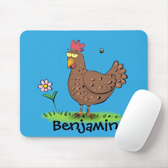 Tapis De Souris Drôle poulet rustique illustration (Avec souris)