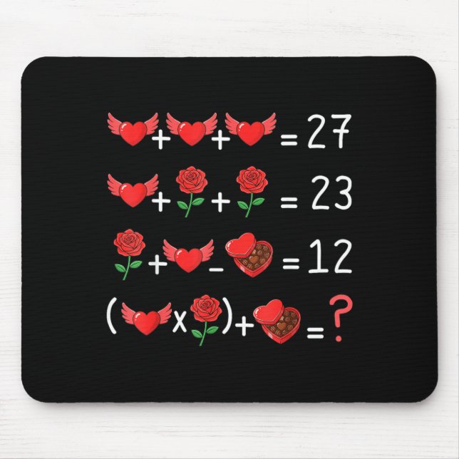 Tapis De Souris Drôle professeur de maths 67 Saint-Valentin Profes (Devant)