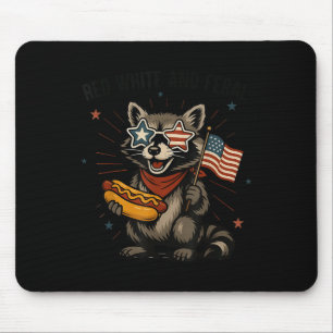 Tapis De Souris Drôle Raccoon 4 juillet Patriotique Mignonne Rouge
