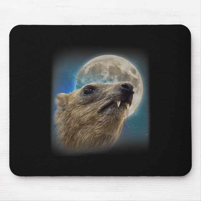 Tapis De Souris Drôle Rock Hyrax Avec Mème Lune (Devant)