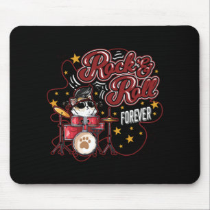 Tapis De Souris Drôle Rock n Roll Forever Cool batteur chat