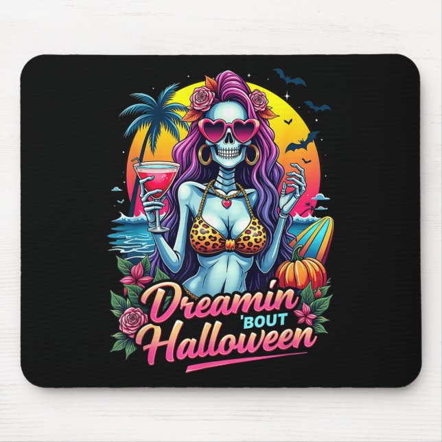 Tapis De Souris Drôle Skeleton Dreamin Bout Halloween Summerween V (Devant)