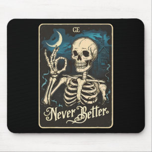 Tapis De Souris Drôle Skeleton Tarot Card Jamais Meilleur Skull Ha
