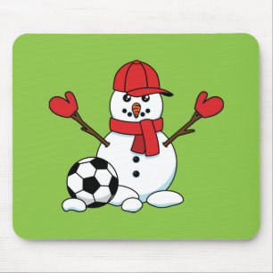 Tapis De Souris Drôle Snowman avec balle de football