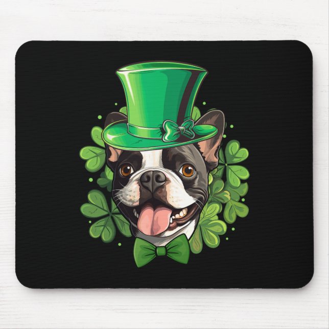 Tapis De Souris Drôle St Patricks Boston Terrier  (Devant)