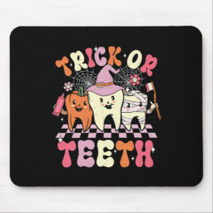 Tapis De Souris Drôle Trick Ou Dents Halloween Dental Hygiéniste O