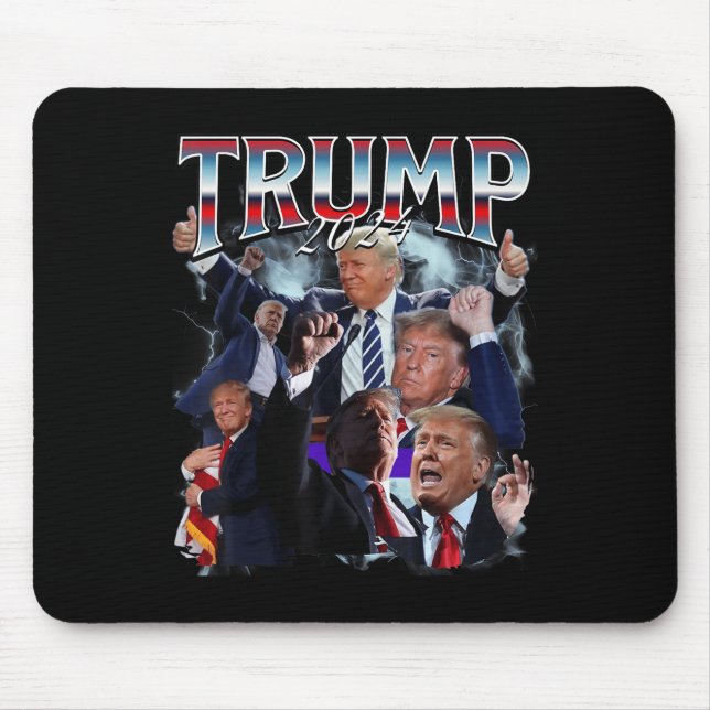 Tapis De Souris Drôle Trump 2024 Campagne 90s Rap Trendy Bootleg (Devant)
