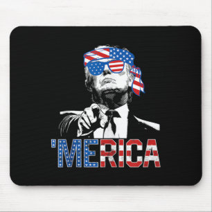 Tapis De Souris Drôle Trump 4 juillet Merica Drapeau américain Sun