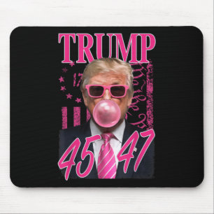 Tapis De Souris Drôle Trump Bubble Gum 1776 Drapeau rose