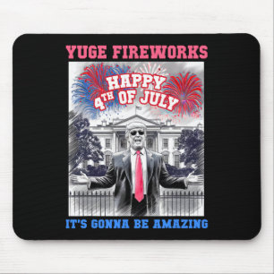 Tapis De Souris Drôle Trump Joyeux 4 Juillet Yuge Feux d'Artifice