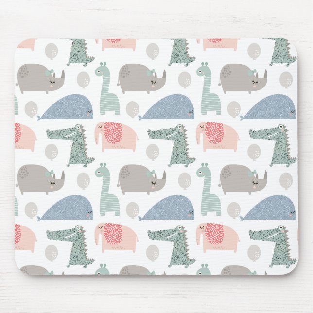 Tapis De Souris Drôle Visage mignon Doodle Motif animal (Devant)