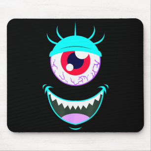 Tapis De Souris Drôle Y Monstre Œil Visage Halloween 