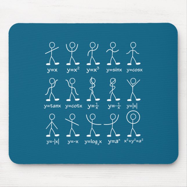 Tapis De Souris Drôles de figures bâtonnets de graphique de maths  (Devant)