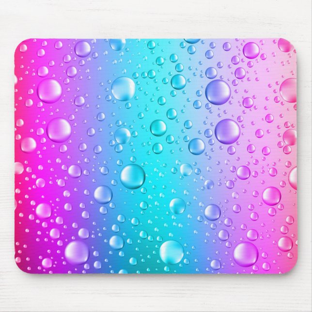 Tapis De Souris Droplets d'eau rose et bleu d'Aqua (Devant)