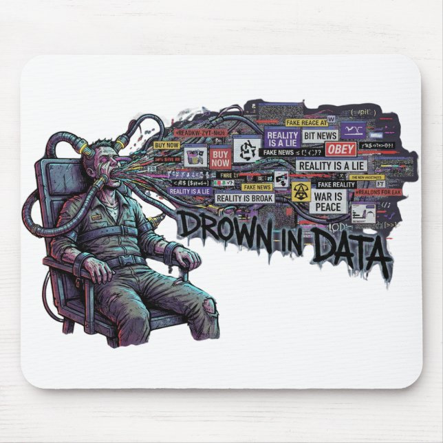 Tapis De Souris Drown In Data – Cyberpunk Anti-Media Brainwash (Devant)