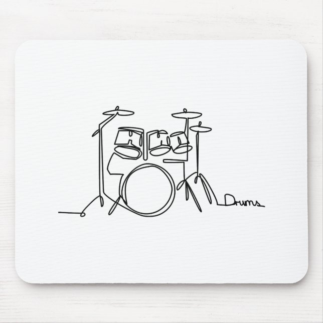 Tapis De Souris Drummer Music Design Drums One-Line (Devant)