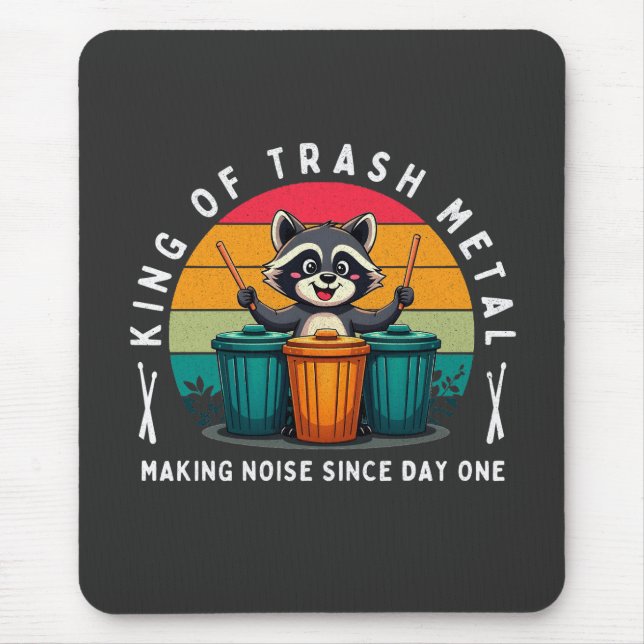 Tapis De Souris Drummer Roi de Déchets Metal Funny Raccoon (Devant)