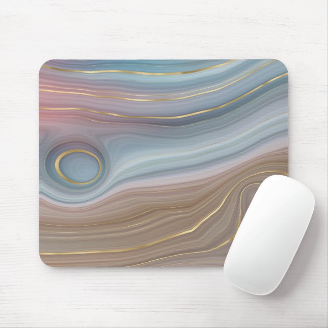 Tapis De Souris Dusty Blue et Taupe Agate Mousepad (Avec souris)