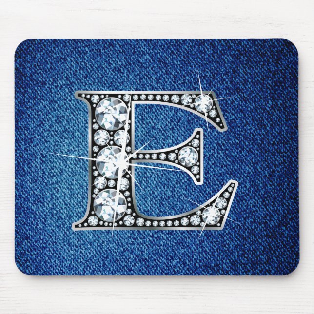 Tapis De Souris E Faux-"Diamond Bling" sur Denim Mousepad (Devant)