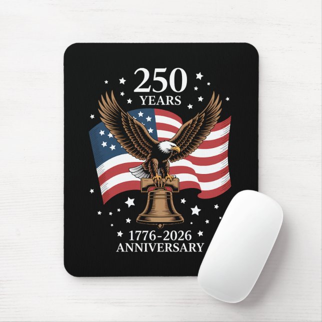Tapis De Souris Eagle and Flag 250 Years of America 1776-2026 (Avec souris)