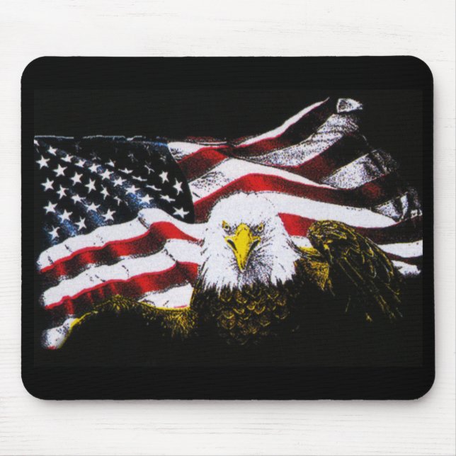 Tapis De Souris Eagle et drapeau des Etats-Unis - noir (Devant)