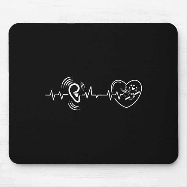 Tapis De Souris Ear Heartbeat Langue des signes main perte d'audit (Devant)
