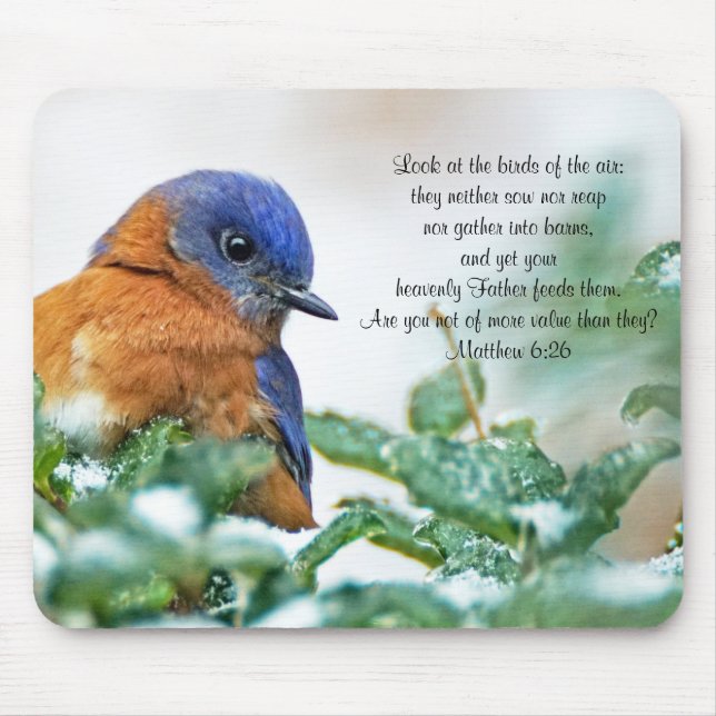 Tapis De Souris Eastern Bluebird Mousepad Matthew 6:26 (Devant)