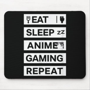 Tapis De Souris Eat Sleep Anime Jeu Répéter Otaku Gamer Humour