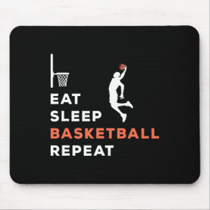 Tapis De Souris Eat Sleep Basketball Répéter Joueur Entraîneur Hoo