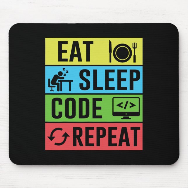Tapis De Souris Eat Sleep Code Repeat Funny Programming Back To Sc (Devant)