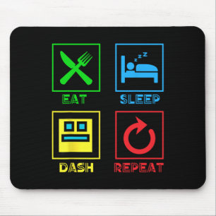 Tapis De Souris Eat Sleep Dash Répéter Video Game Géométrie Vidéo