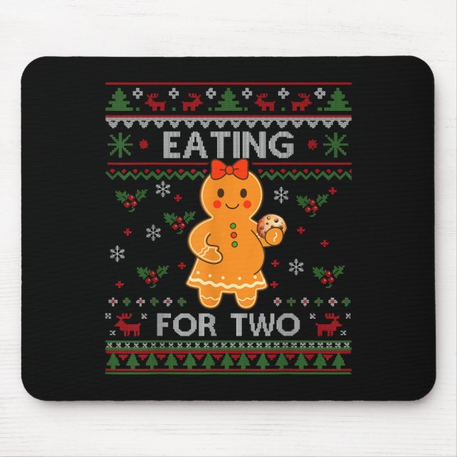 Tapis De Souris Eating For Two Pregnancy Announcement Ugly Sweater (Devant)