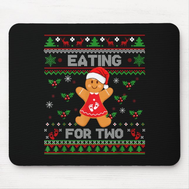 Tapis De Souris Eating For Two Pregnancy Announcement Ugly Sweater (Devant)
