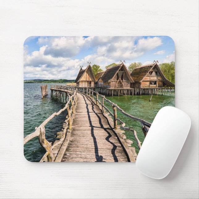 Tapis De Souris Eau | Maisons sur pilotis au-dessus de l'eau (Avec souris)