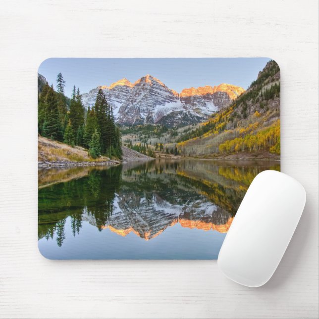 Tapis De Souris Eau | Maroon Bells Lake Aspen Trees (Avec souris)