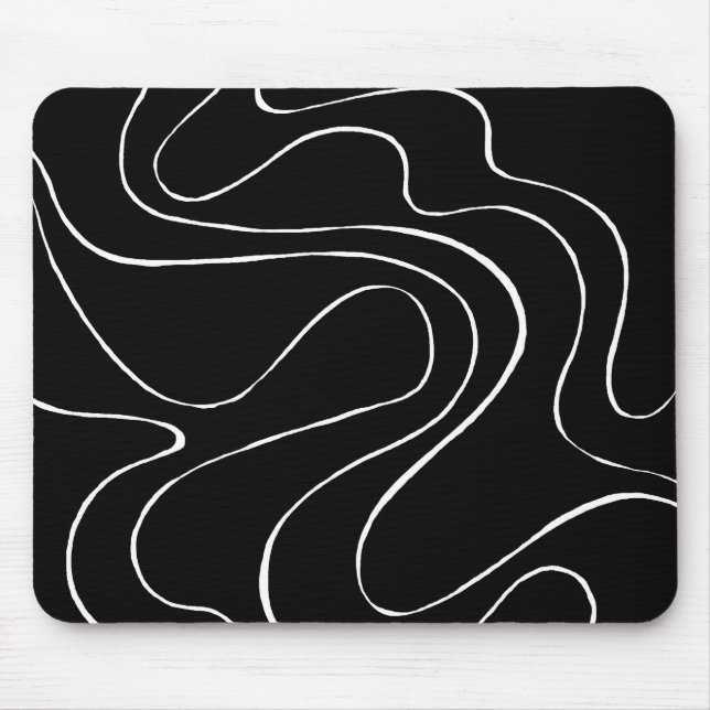 Tapis De Souris Ebb et flux 2 - Noir sur blanc (Devant)