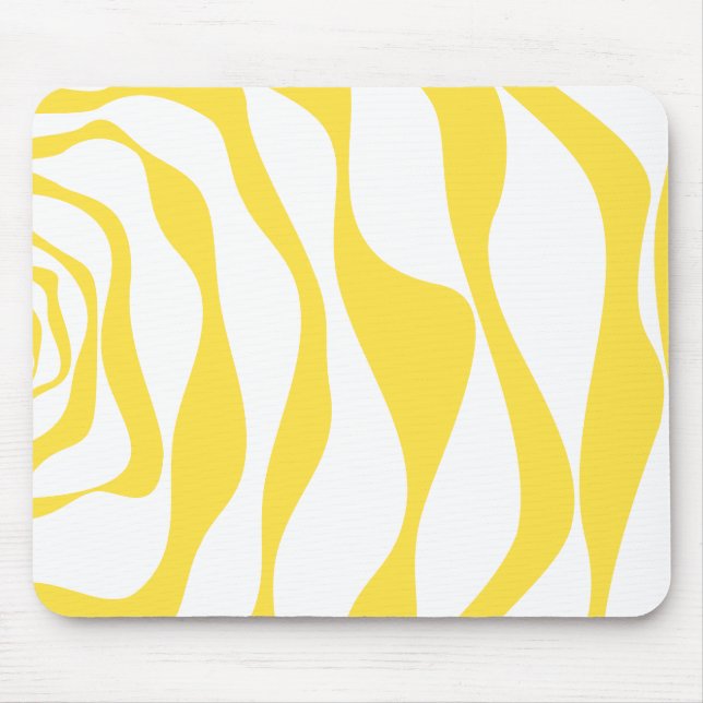 Tapis De Souris Ebb et flux 4 en citron jaune et blanc (Devant)