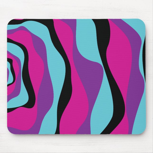 Tapis De Souris Ebb et flux 4 - rose, pourpre, bleu et noir (Devant)