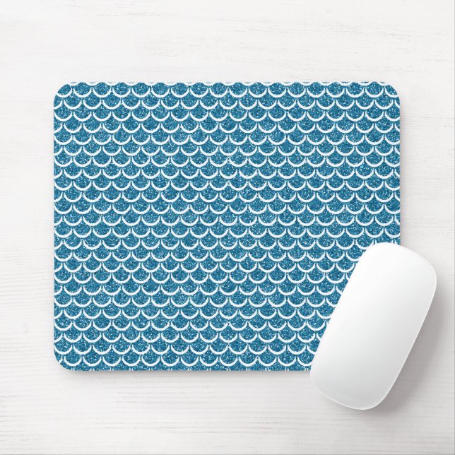 Tapis De Souris Écaille de sirène bleu sarcelle scintillante queue (Avec souris)