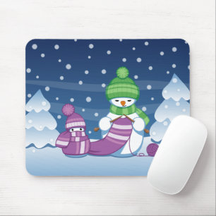 Tapis De Souris Écharpe Tricot Snowman