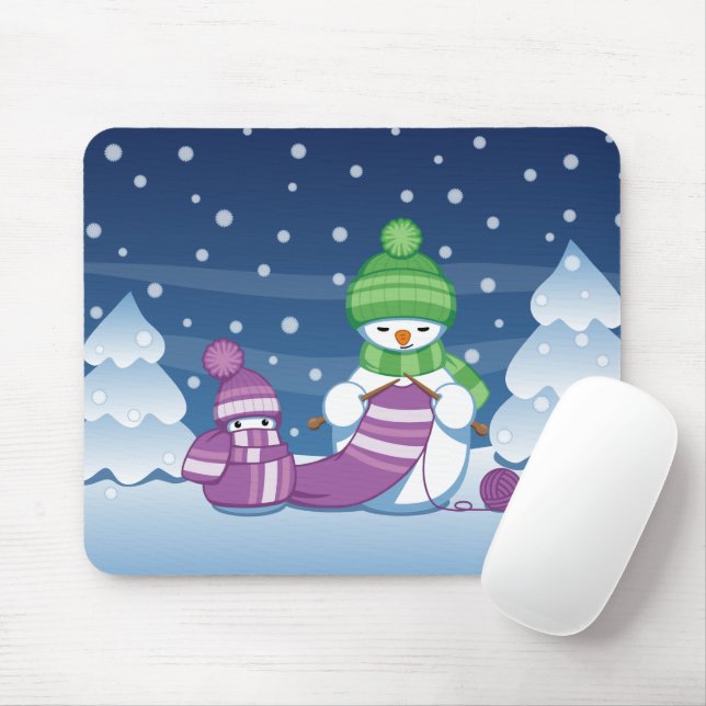 Tapis De Souris Écharpe Tricot Snowman (Avec souris)