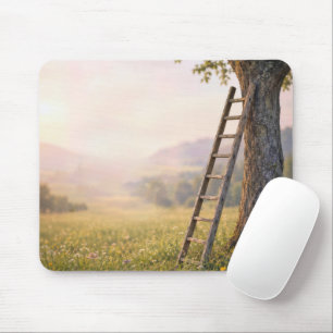 Tapis De Souris Échelle en bois appuyée contre un arbre