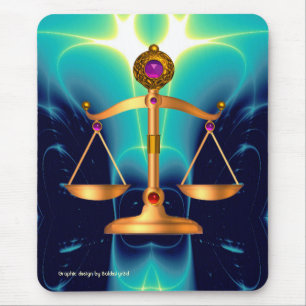 TAPIS DE SOURIS ÉCHELLES D'OR DE DROIT AVEC PIERRES GEM, SYMBOLE D
