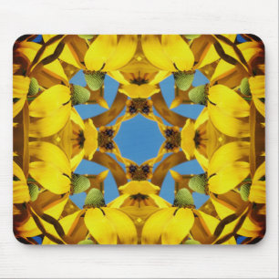 Tapis De Souris Echinacée jaune Confleur Fleur Abstraite Art