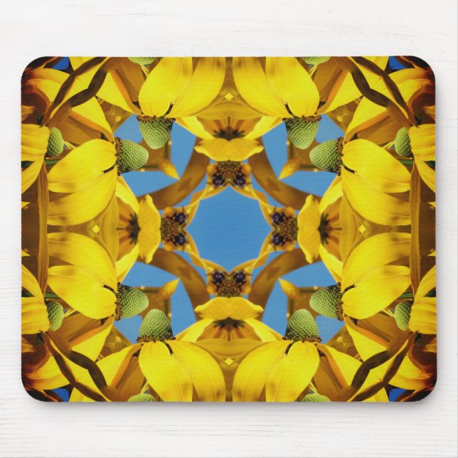 Tapis De Souris Echinacée jaune Confleur Fleur Abstraite Art (Devant)