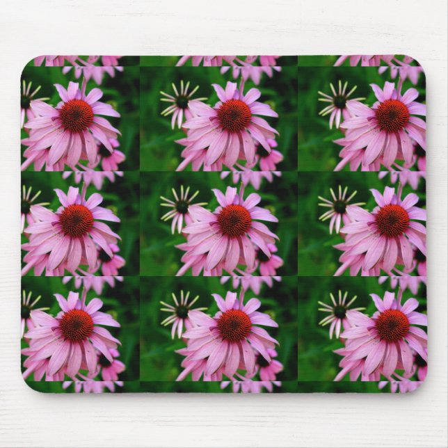Tapis De Souris échinacée rose sur la bouche verte (Devant)