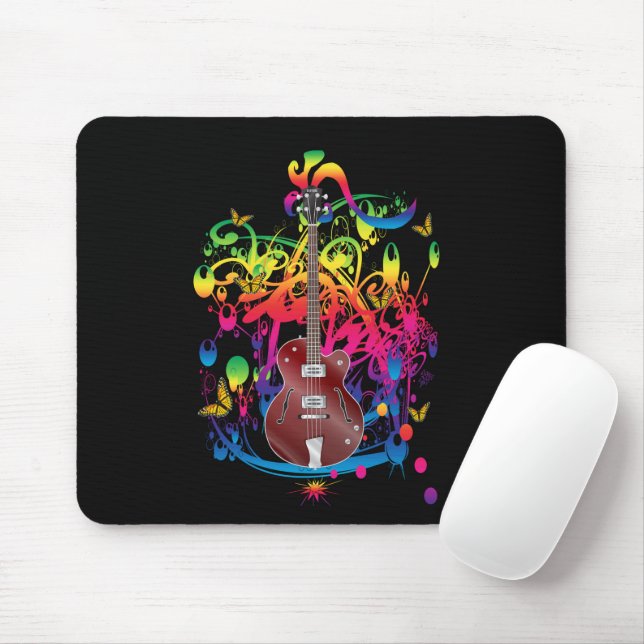 Tapis de souris éclaboussure de couleur de guitare (Avec souris)