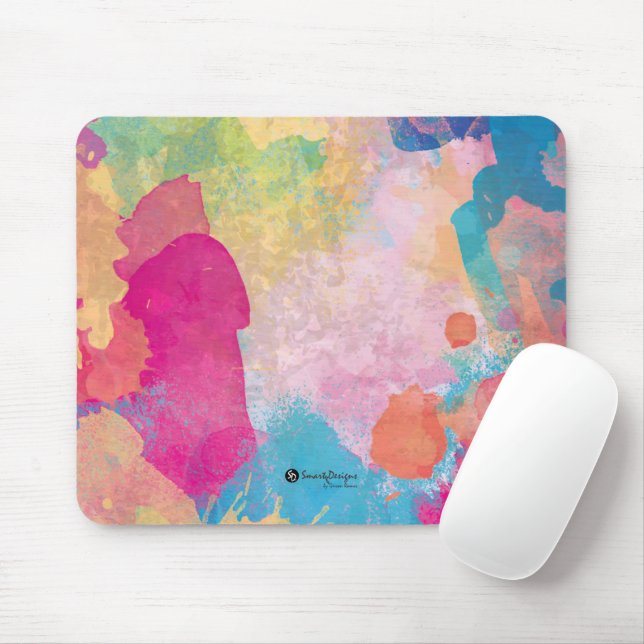 Tapis De Souris Éclaboussures d'aquarelle multicolores (Avec souris)
